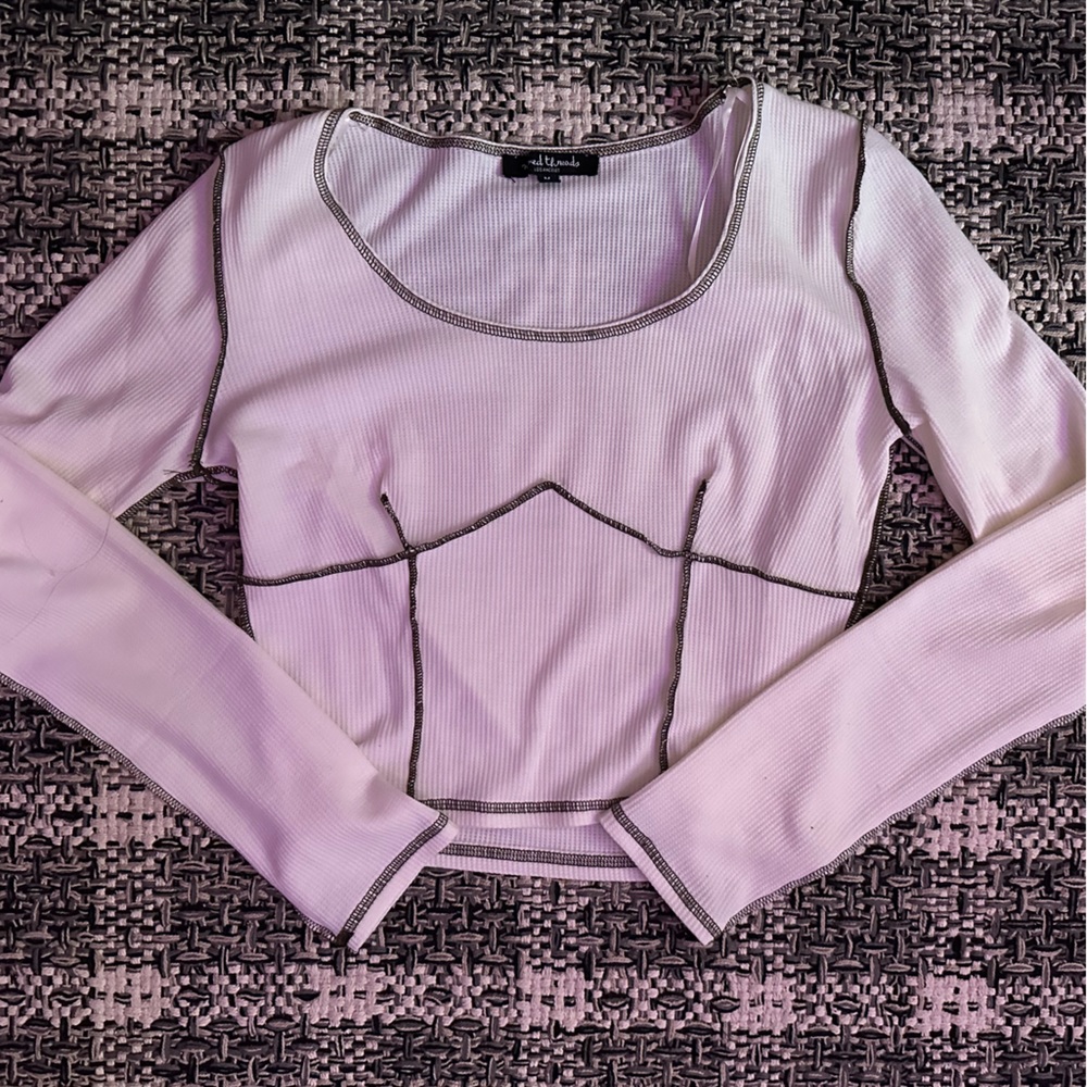 y2k inside out white long sleeve